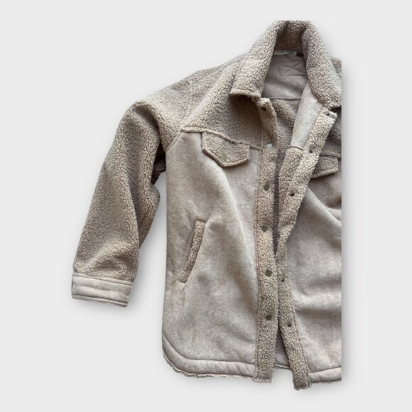 12th Tribe Bobbi Tan Suede Sherpa Jacket - Size L - Picture 5 of 11